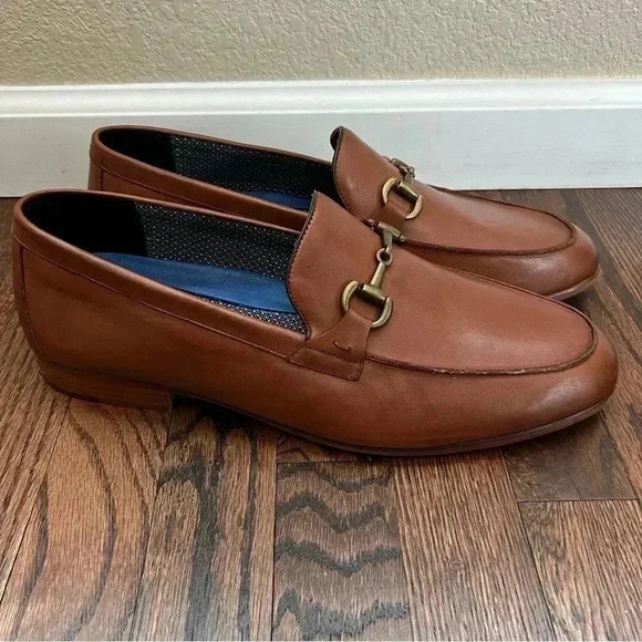 Vince Camuto Axyl Loafer Round Toe Leather Shoes Men’s Size 13 M VY-AXYL Brown - Picture 1 of 16